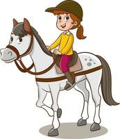 vettore illustrazione di bambino equitazione cavallo