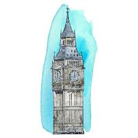 grande Ben Londra acquerello mano disegnato illustrazione isolato su bianca sfondo vettore