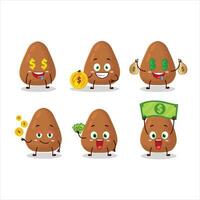 mamey cartone animato personaggio con carino emoticon portare i soldi vettore