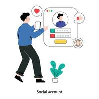 sociale account piatto stile design vettore illustrazione. azione illustrazione