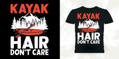 kayak capelli non fare cura divertente paddling barca retrò Vintage ▾ kayak maglietta design vettore