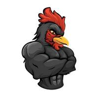 nero Gallo pollo portafortuna personaggio cartone animato illustrazione vettore
