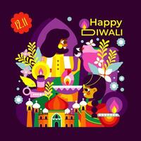 immergere te stesso nel il celebrazione di Diwali con Questo moderno illustrazione. vettore