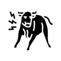 arrabbiato Toro animale glifo icona vettore illustrazione