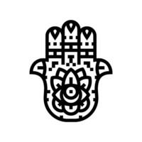 hamsa mano Islam musulmano linea icona vettore illustrazione