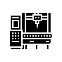 cnc macchina produzione ingegnere glifo icona vettore illustrazione
