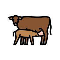 mucca con vitello colore icona vettore illustrazione