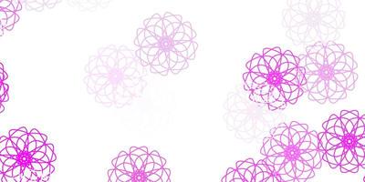 sfondo doodle vettoriale rosa chiaro con fiori.