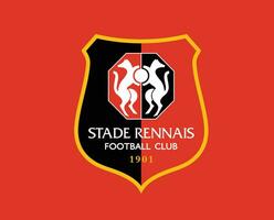 stadio rennais fc club logo simbolo ligue 1 calcio francese astratto design vettore illustrazione con rosso sfondo