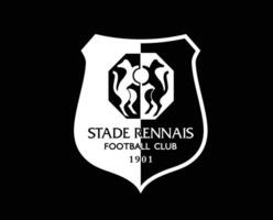 stadio rennais fc club logo simbolo bianca ligue 1 calcio francese astratto design vettore illustrazione con nero sfondo