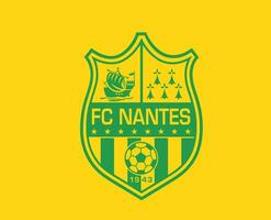 fc nantes club simbolo logo ligue 1 calcio francese astratto design vettore illustrazione con giallo sfondo