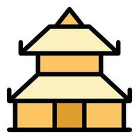 pietra pagoda icona vettore piatto