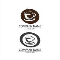 tazza di caffè logo modello icona tazza set caffè bevanda calda vettore