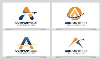 lettera un' aereo e viaggio logo design vettore