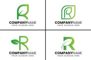 lettera r foglia logo design collezione vettore