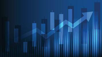 azione mercato tendenza con bar grafico e candelieri su blu sfondo vettore