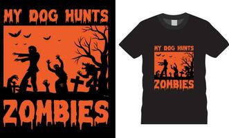 mio cane cacce zombi, vettore grafico t camicia design modello