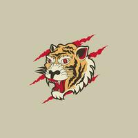 Vintage ▾ stile tigre testa logo vettore