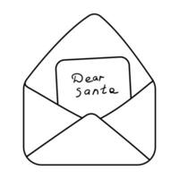 lettera Santa Natale nuovo anno linea scarabocchio vettore