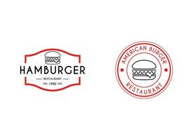 hamburger emblema per strade cibo logo design modello. hamburger Vintage ▾ francobollo etichetta vettore