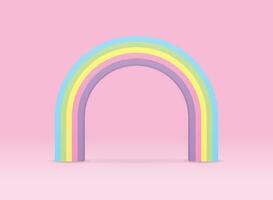 carino kawaii dolce pastello arcobaleno arcata 3d illustrazione vettore