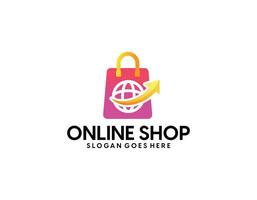 logo del negozio online. vettore di progettazione logo negozio felice