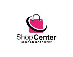 design del logo e-commerce astratto moderno creativo, modello di progettazione del logo del sacchetto della spesa online sfumato colorato vettore