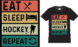 mangiare dormire hockey ripetere, ghiaccio hockey tipografia vettore maglietta design.