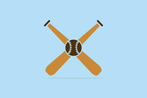 palle da baseball con bastoni nel attraversare cartello vettore logo design. sport oggetto icona concetto. baseball sport logo icona.