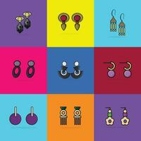colorato orecchini collezione vettore illustrazione. evento orecchini festa indossare gioielleria design. bellezza moda oggetti impostato icona concetto.