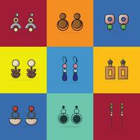 impostato di gioielleria orecchini con prezioso pietre vettore illustrazione. nuovo arrivo donne gioielleria orecchini collezione vettore design.