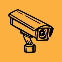 sicurezza telecamera. cctv sorveglianza sistema. monitoraggio, guardia attrezzatura, furto con scasso o rapina prevenzione. vettore illustrazione isolato su giallo sfondo.