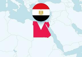 Africa con selezionato Egitto carta geografica e Egitto bandiera icona. vettore
