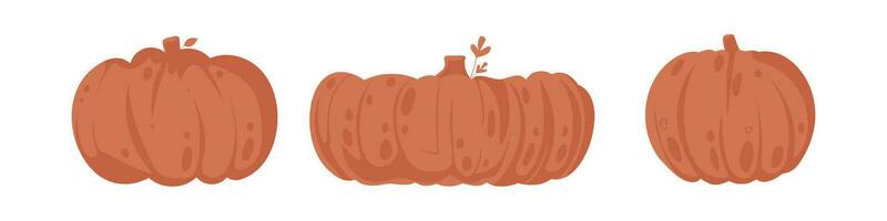 Là siamo molte di di grandi dimensioni, arancia zucche nel il autunno. cartone animato stile. vettore