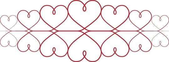 modello cuori San Valentino giorno uno linea disegno rosso cuori pizzo vettore