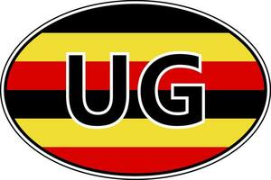 bandiera adesivi auto Uganda, etichetta bandiera Uganda, acronimo ug uga vettore