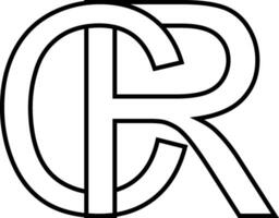 logo cartello rc cr icona cartello interlacciato lettere c r vettore