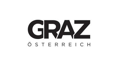 graz nel il Austria emblema. il design Caratteristiche un' geometrico stile, vettore illustrazione con grassetto tipografia nel un' moderno font. il grafico slogan scritta.