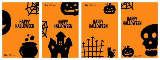 illustrazione vettore grafico Halloween sfondo impostato per striscione, manifesto, volantino, opuscolo, eccetera