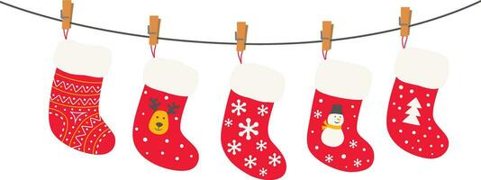 Natale sockson su mollette illustrazione vettore