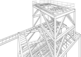 3d illustrazione di industriale edificio vettore