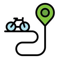 bicicletta affitto itinerario icona vettore piatto