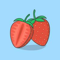 fetta e totale di fragola cartone animato vettore illustrazione. fresco fragola frutta piatto icona schema