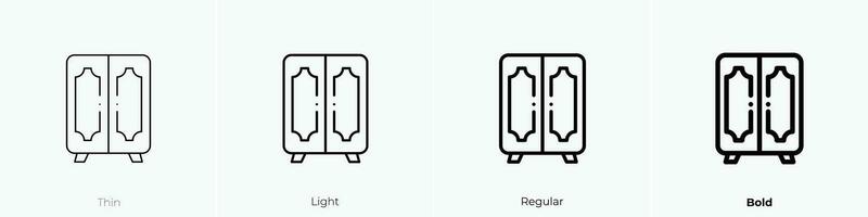 armadio icona. sottile, luce, regolare e grassetto stile design isolato su bianca sfondo vettore