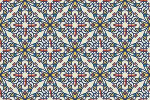 senza soluzione di continuità colorato patchwork piastrella con Islam, Arabo, indiano, ottomano motivi. maiolica ceramica piastrella. portoghese e Spagna arredamento. ceramica piastrella nel talavera stile. vettore illustrazione.