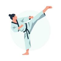 karatè gli sport giocatore vettore illustrazione karateka nel davanti calcio posa