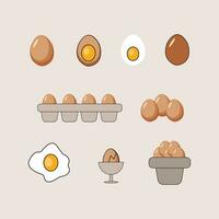 pollo uovo semplice icone. fritte uovo, uovo scatola icona impostato azione - modificabile vettore illustrazioni nel piatto stile azione illustrazione