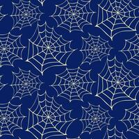 senza soluzione di continuità modello di Halloween ragnatele su isolato buio blu sfondo. mano sfondo per Halloween festa decorazione, scrapbooking, tessile, saluto carte disegno, parete carta. vettore