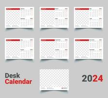 2024 calendario anno vettore illustrazione. settimana inizia su domenica, semplice progettista design modello, scrivania calendario 2024 anno, parete calendario 2024 modello, Stampa media, annuncio pubblicitario