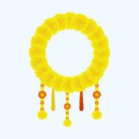 tradizionale indiano calendula fiore ghirlanda con Mango le foglie. decorazione per indiano indù vacanze o matrimoni o puja Festival, indiano Festival fiore decorazione vettore